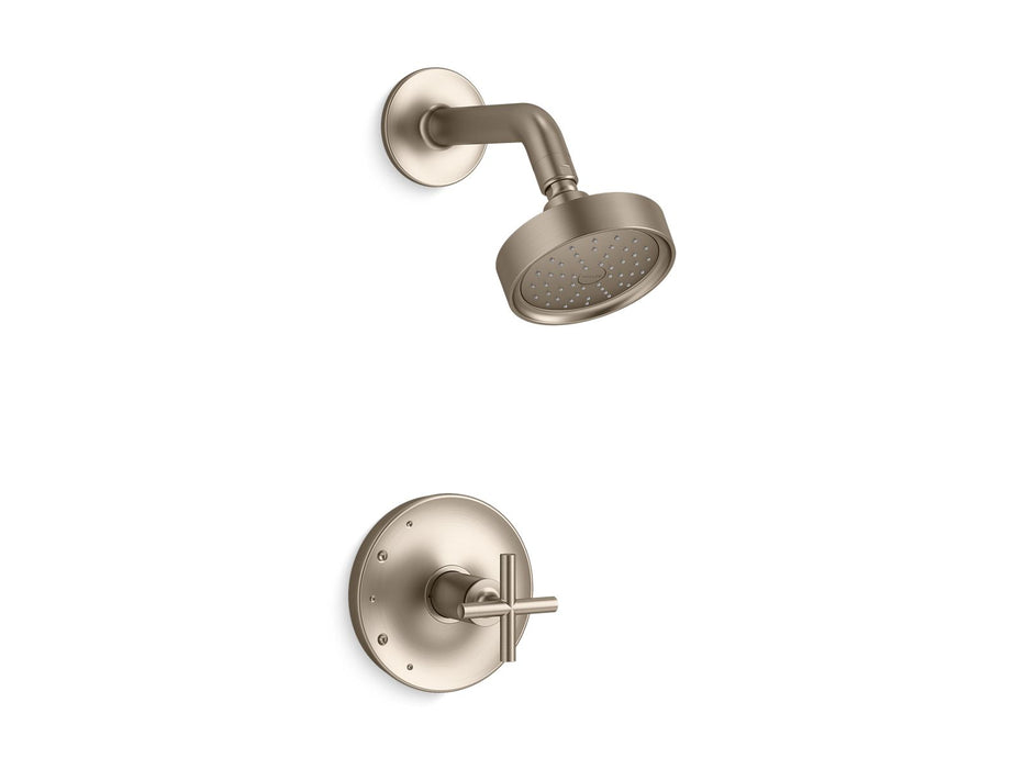 KOHLER K-TS14422-3G Purist Rite-Temp shower trim kit with cross handle, 1.75 gpm, vibrant brushed bronze
