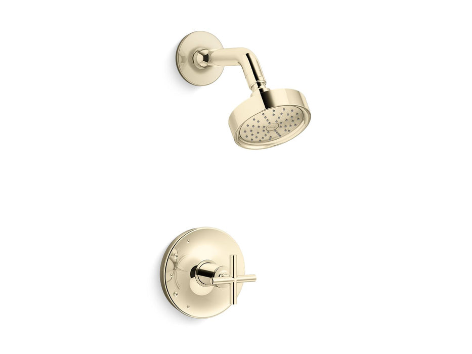 KOHLER K-TS14422-3G Purist Rite-Temp shower trim kit with cross handle, 1.75 gpm, vibrant french gold