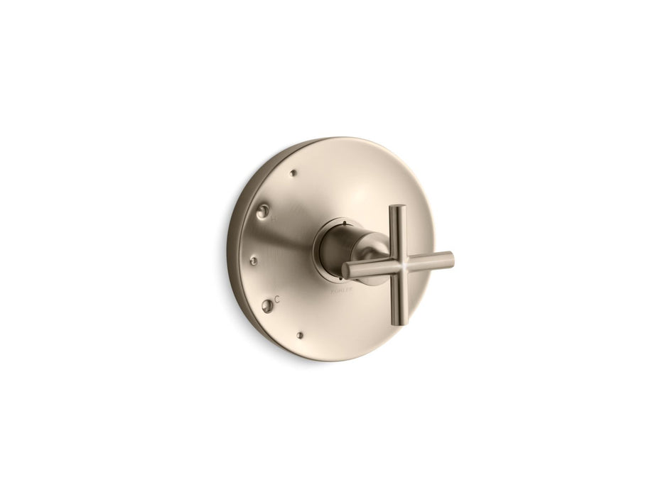 KOHLER K-TS14423-3 Purist Rite-Temp valve trim with cross handle, vibrant brushed bronze
