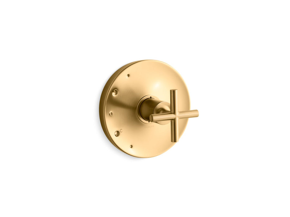 KOHLER K-TS14423-3 Purist Rite-Temp Valve Trim with Cross Handle, vibrant brushed moderne brass