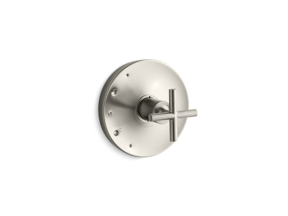 KOHLER K-TS14423-3 Purist Rite-Temp Valve Trim with Cross Handle, vibrant brushed nickel