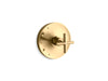 KOHLER K-TS14423-3 Purist Rite-Temp valve trim with cross handle, vibrant moderne brushed gold