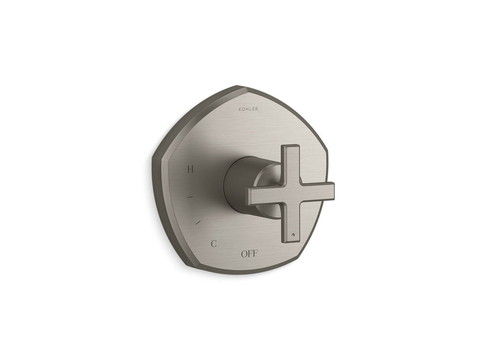 KOHLER K-TS27043-3 Occasion Rite-Temp valve trim with cross handle, vibrant brushed nickel