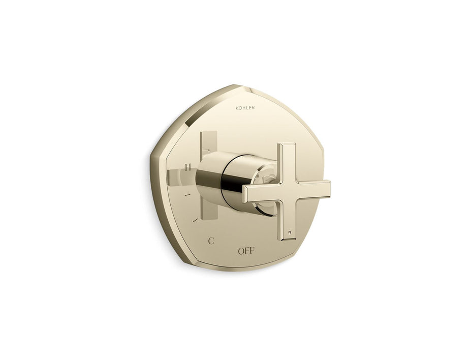 KOHLER K-TS27043-3 Occasion Rite-Temp valve trim with cross handle, vibrant french gold