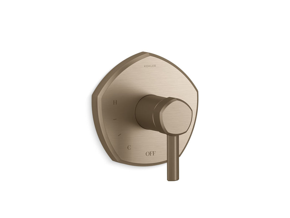 KOHLER K-TS27043-4 Occasion Rite-Temp valve trim with lever handle, vibrant brushed bronze