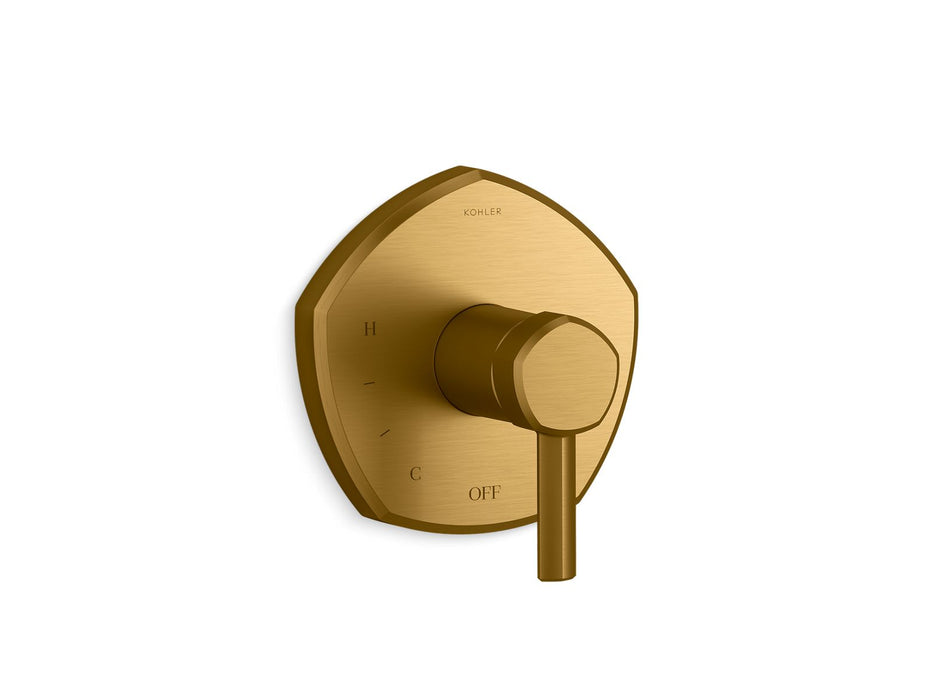 KOHLER K-TS27043-4 Occasion Rite-Temp valve trim with lever handle, vibrant brushed moderne brass