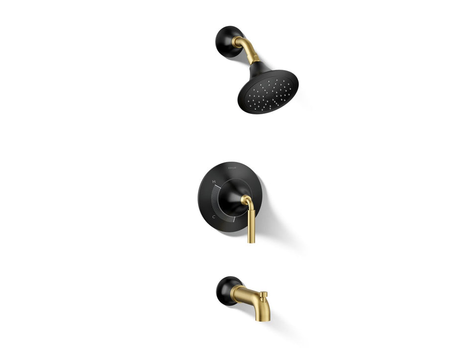 KOHLER K-TS27421-4 Tone™ Rite-Temp Bath and Shower Trim Kit, 2.5 GPM, matte black with brushed moderne brass
