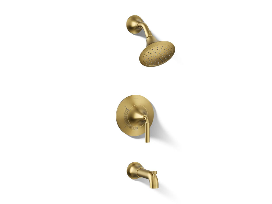 KOHLER K-TS27421-4 Tone™ Rite-Temp Bath and Shower Trim Kit, 2.5 GPM, vibrant brushed moderne brass