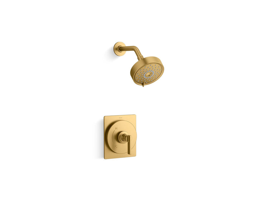KOHLER K-TS38264-4Y Castia Rite-Temp® Shower Trim Kit, 2.5 GPM, Vibrant Brushed Moderne Brass - 3/4 view of product