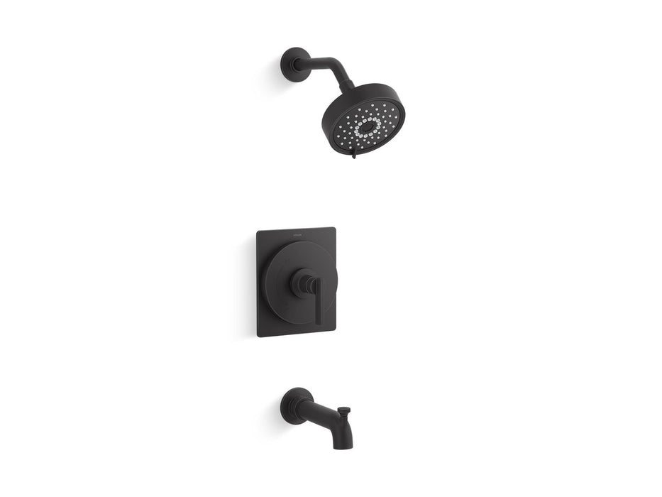 KOHLER K-TS38265-4Y Castia Rite-Temp® Bath and Shower Trim Kit, 2.5 GPM, Matte Black - 3/4 view of product