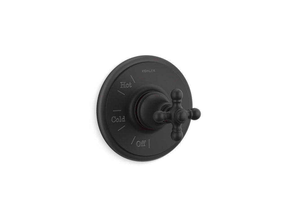 KOHLER K-TS72767-3 Artifacts Rite-Temp valve trim with cross handle, matte black