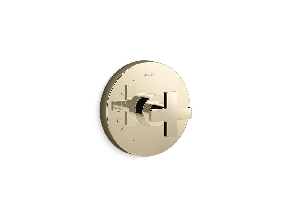 KOHLER K-TS73115-3 Composed Rite-Temp valve trim with cross handle, vibrant french gold