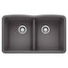 BLANCO 441470 Diamond Equal Double Bowl Kitchen Sink - Cinder