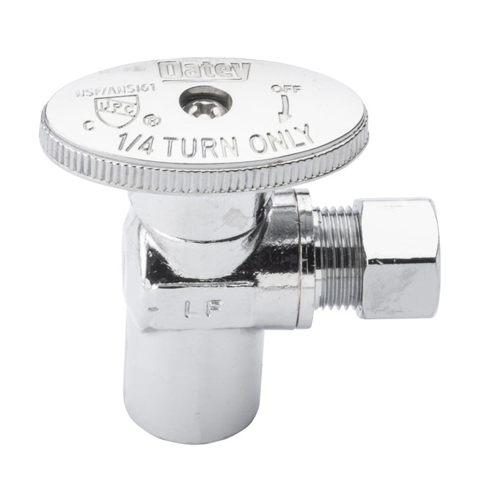 Oatey 4710PCLF 1/2" Sweat Inlet x 3/8" O.D. Outlet 1/4-Turn Angle Water Stop Valve