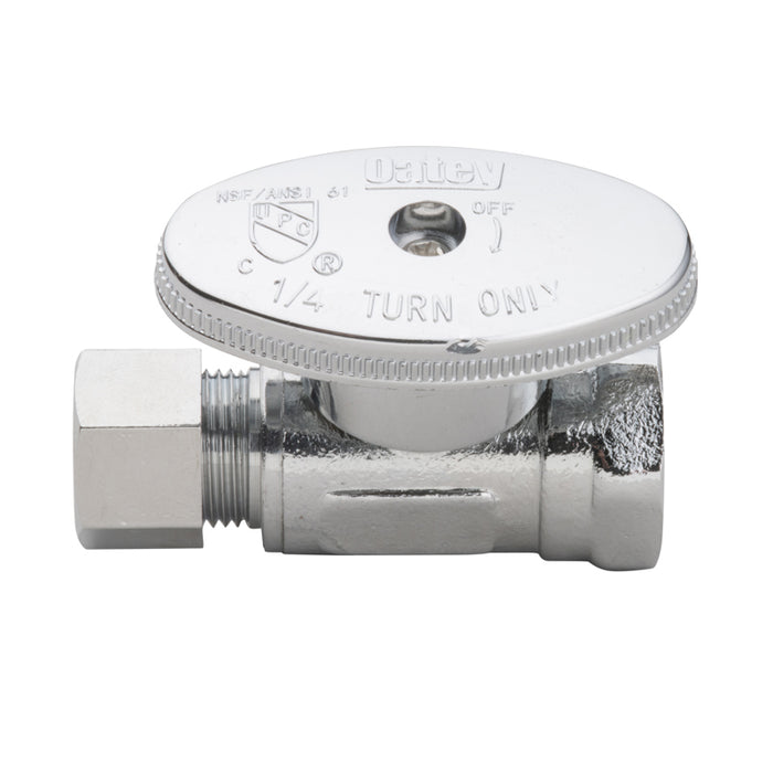 Oatey 4750PCLF 3/8" FIP Inlet x 3/8" O.D. Outlet 1/4-Turn Straight Water Stop Valve