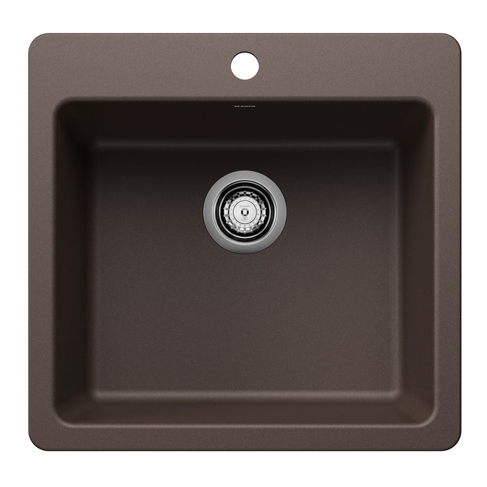 BLANCO Liven SILGRANIT 21" Single Bowl Dual Mount Kitchen Sink - Café