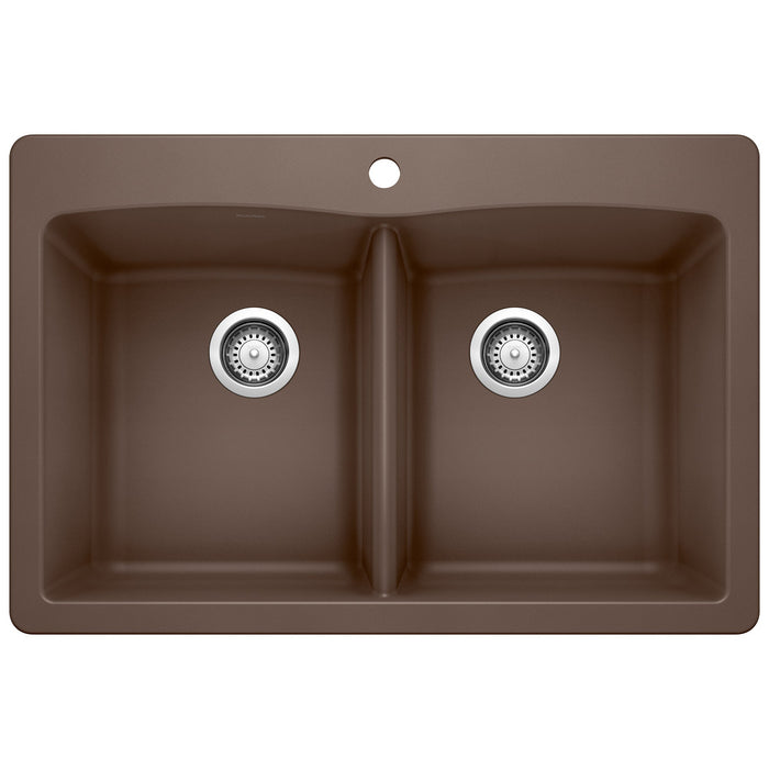 BLANCO 440218 Diamond Equal Double Dual Mount Kitchen Sink - Café