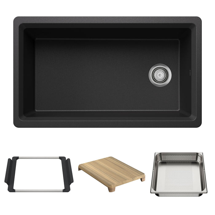 BLANCO Inteos SILGRANIT 33" Single Bowl Reversible Undermount Workstation Kitchen Sink - Anthracite