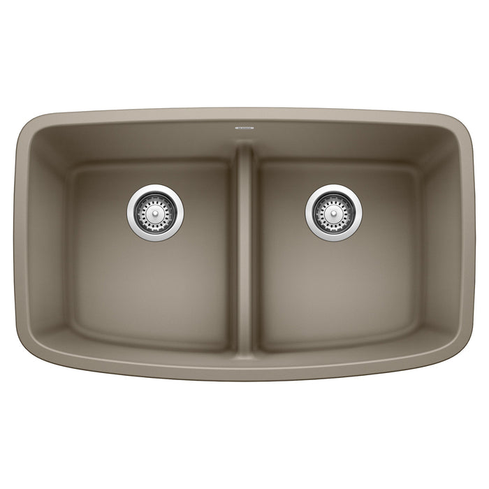BLANCO 442197 Valea Equal Double Bowl Kitchen Sink with Low Divide - Truffle