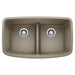 BLANCO 442197 Valea Equal Double Bowl Kitchen Sink with Low Divide - Truffle