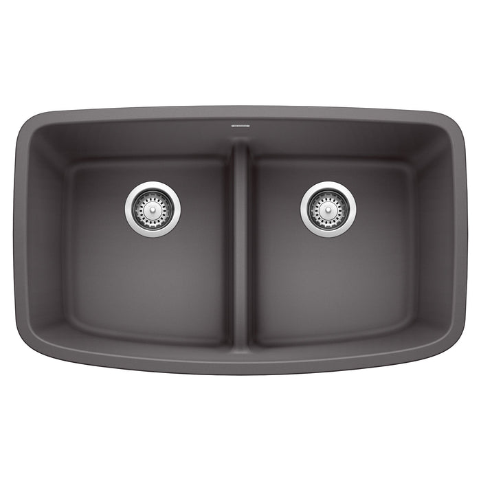 BLANCO 442196 Valea Equal Double Bowl Kitchen Sink with Low Divide - Cinder