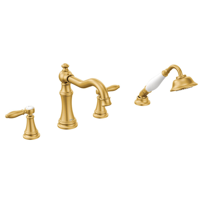Moen Weymouth TS21104 Two-Handle Roman Tub Faucet Includes Hand Shower