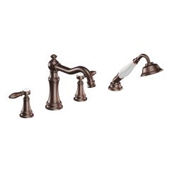 Moen Weymouth TS21104 Two-Handle Roman Tub Faucet Includes Hand Shower