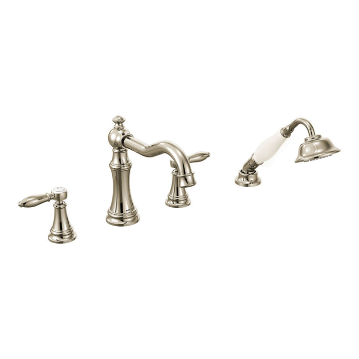 Moen Weymouth TS21104 Two-Handle Roman Tub Faucet Includes Hand Shower