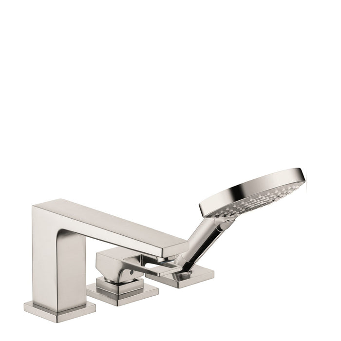 hansgrohe Metropol 3-Hole Roman Tub Set Trim with Loop Handle and 1.75 GPM Handshower
