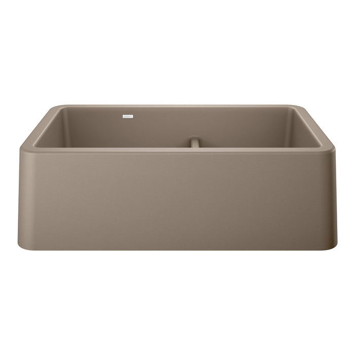 BLANCO 402329 Ikon 33" Apron Double Bowl Farmhouse Sink with Low Divide - Truffle