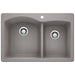 BLANCO 440214 Diamond 1-3/4 Double Bowl Dual Mount Kitchen Sink - Metallic Gray