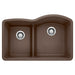 BLANCO 441609 Diamond 1-3/4 Reverse Double Bowl Kitchen Sink with Low Divide - Café