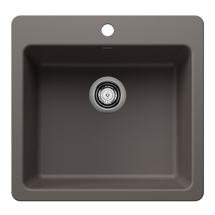 BLANCO Liven SILGRANIT 21" Single Bowl Dual Mount Kitchen Sink - Volcano Gray