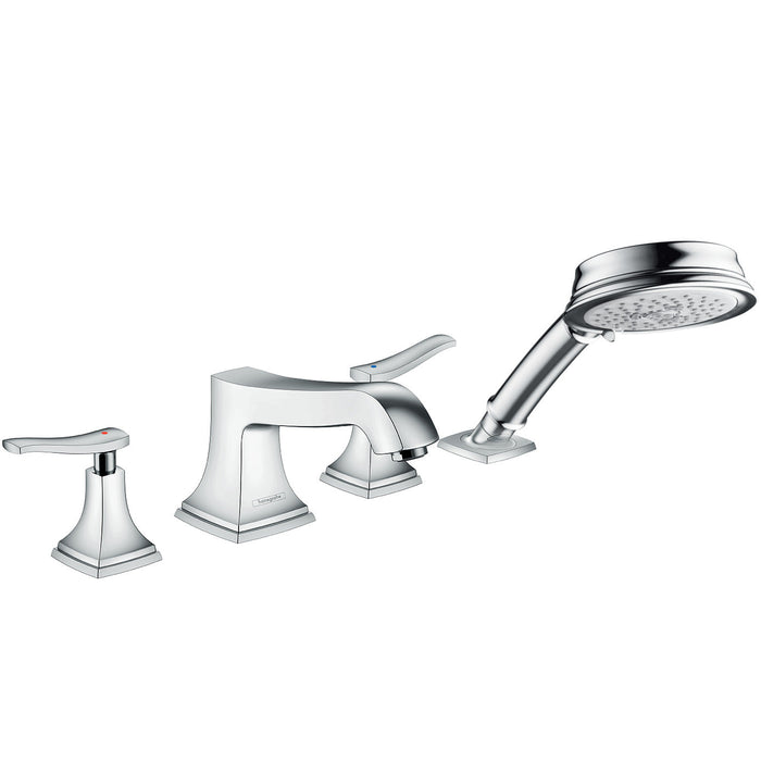 hansgrohe Metropol Classic 4-Hole Roman Tub Set Trim with Lever Handles and 1.8 GPM Handshower