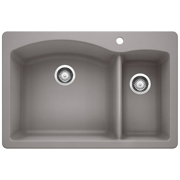 BLANCO 440198 Diamond 1-1/2 Double Bowl Dual Mount Kitchen Sink - Metallic Gray