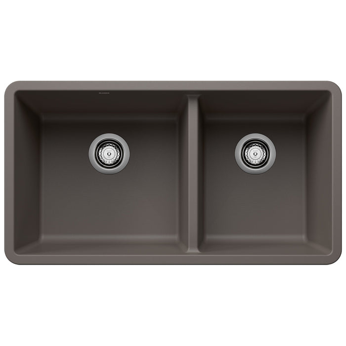 BLANCO 443118 Precis 1-3/4 Double Bowl Kitchen Sink - Volcano Gray