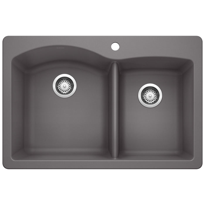 BLANCO 441465 Diamond 1-3/4 Double Bowl Dual Mount Kitchen Sink - Cinder