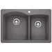 BLANCO 441465 Diamond 1-3/4 Double Bowl Dual Mount Kitchen Sink - Cinder