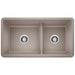 BLANCO 442522 Precis Reversible 1-3/4 Double Bowl Kitchen Sink with Low Divide - Truffle