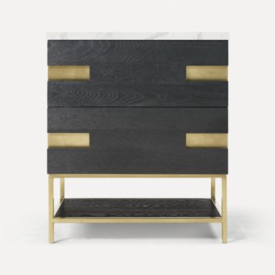 Robern CVSE3021587D 29" x 32-7/8" x 22-1/2", Matte Black Oak with Aged Brass, No Vanity Top