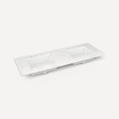 Robern TB61UDO94-8D2 Quartz Stone Vanity Top, 61" x 3/4" x 22", Double Undercounter Sink, Lyra, Three Hole, for Islamorada an