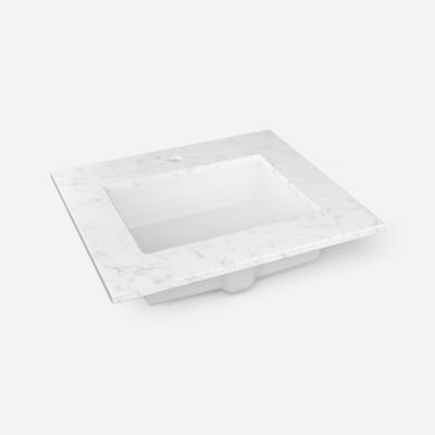 Robern TF25UCO94-1 Quartz Stone Vanity Top, 25" x 3/4" x 22", Center Undercounter Sink, Lyra, Single Hole