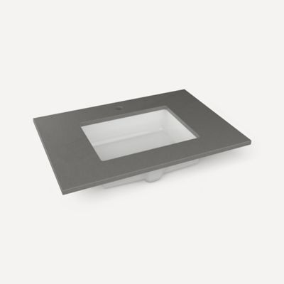 Robern TF31UCO91-1 Quartz Stone Vanity Top, 31" x 3/4" x 22", Center Undercounter Sink, Stone Gray, Single Hole