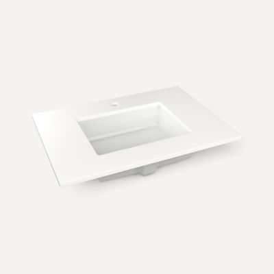 Robern TF31UCO93-1 Quartz Stone Vanity Top, 31" x 3/4" x 22", Center Undercounter Sink, White Zeus Extreme, Single Hole