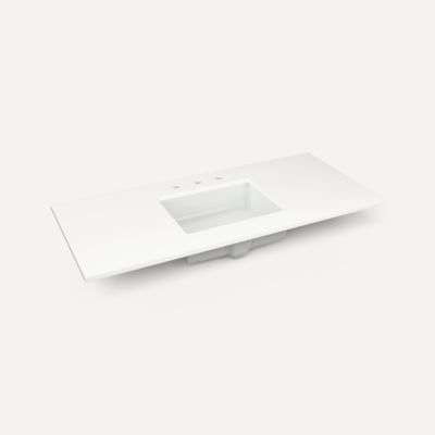 Robern TF49UCO92-8 Quartz Stone Vanity Top, 49" x 3/4" x 22", Center Undercounter Sink, Quartz White, Three Hole