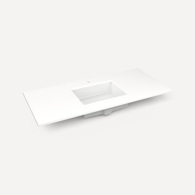 Robern TF49UCO93-1 Quartz Stone Vanity Top, 49" x 3/4" x 22", Center Undercounter Sink, White Zeus Extreme, Single Hole