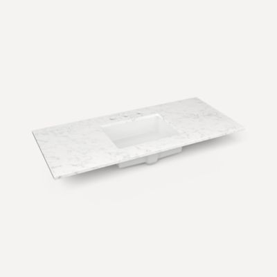 Robern TF49UCO94-8 Quartz Stone Vanity Top, 49" x 3/4" x 22", Center Undercounter Sink, Lyra, Three Hole