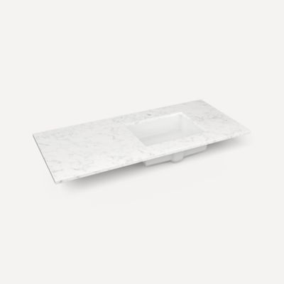 Robern TF49URO94-1 Quartz Stone Vanity Top, 49" x 3/4" x 22", Right Offset Undercounter Sink, Lyra, Single Hole