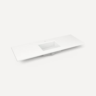 Robern TF61UCO92-1 Quartz Stone Vanity Top, 61" x 3/4" x 22", Center Undercounter Sink, Quartz White, Single Hole