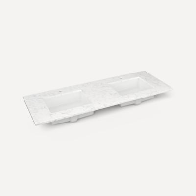 Robern TF61UDO94-1D2 Quartz Stone Vanity Top, 61" x 3/4" x 22", Double Undercounter Sink, Lyra, Single Hole